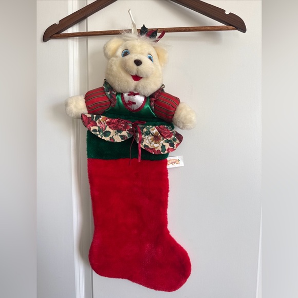 Vintage 1993 Kmart The Merry Gifts of Christmas Stocking White Teddy Bear - Picture 2 of 7